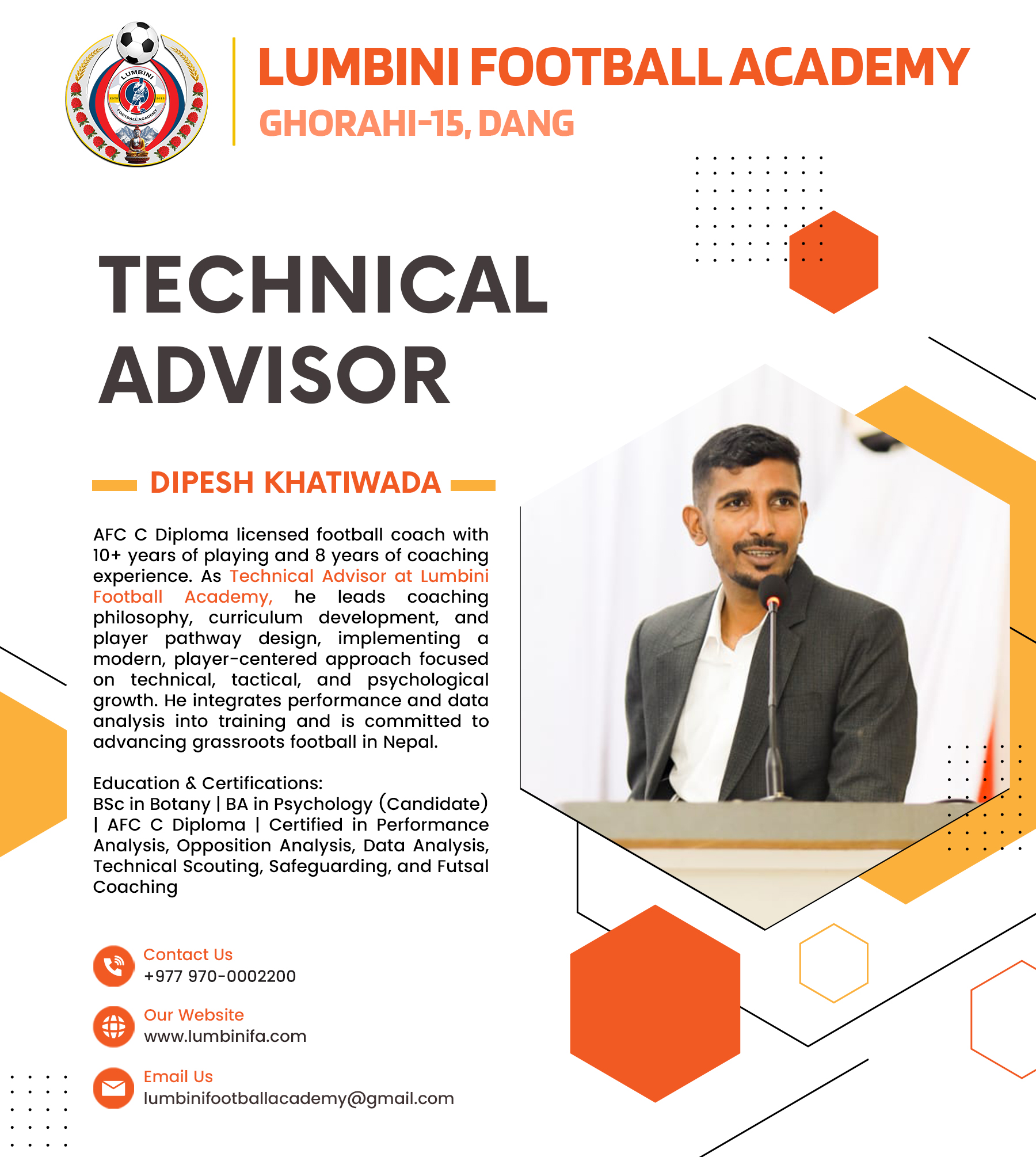 Technical Advisor at Lumbini Football Academy